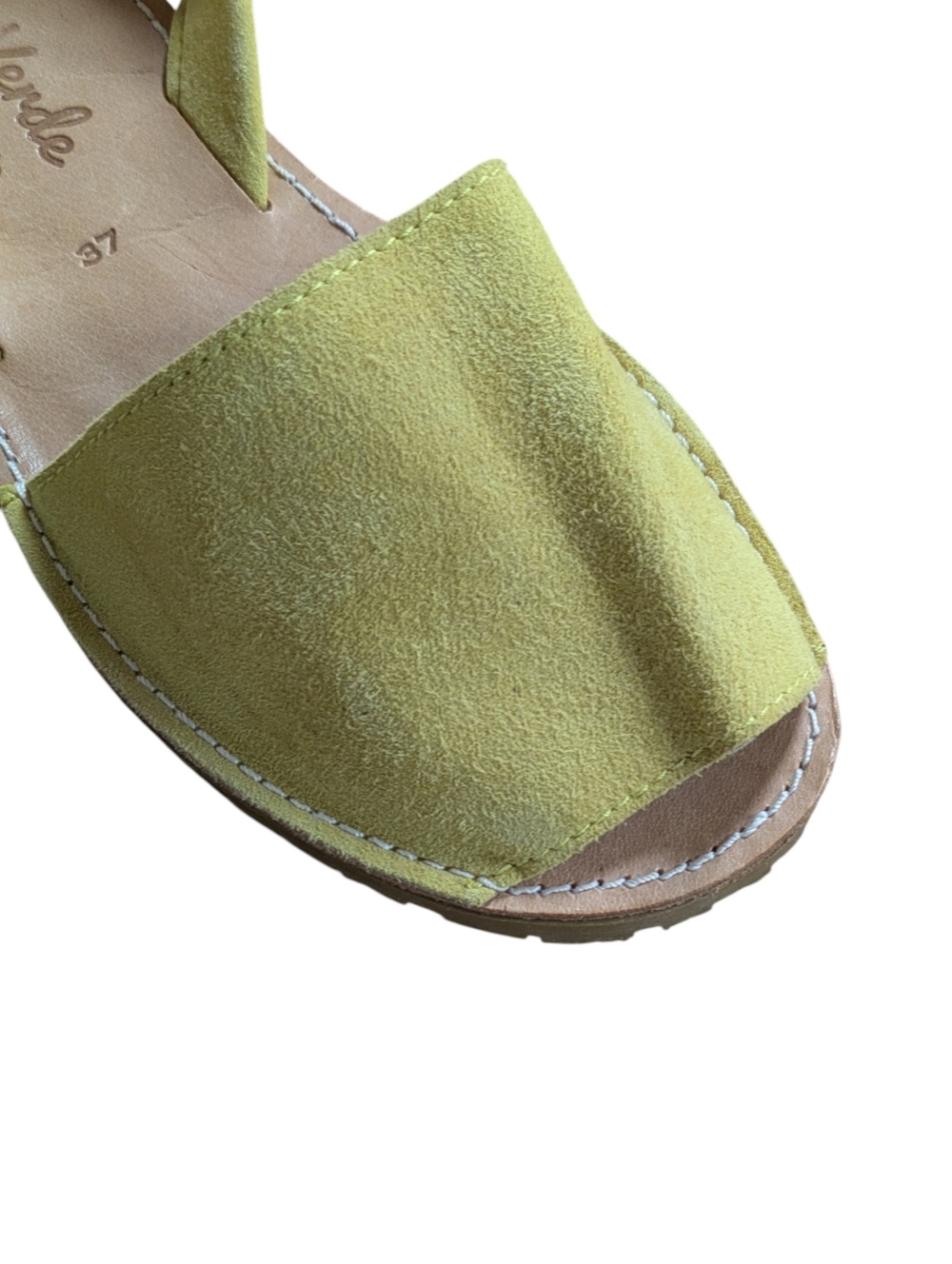 Ser Verde Flat Open Toe Sling Back Yellow Suede Sandals Size 37 - Picture 4 of 7